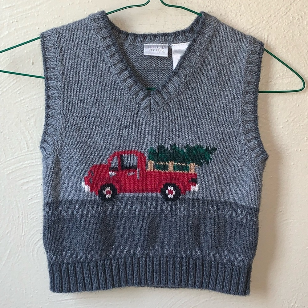 18M Christmas holiday truck n 🌲 tree cardigan sweater